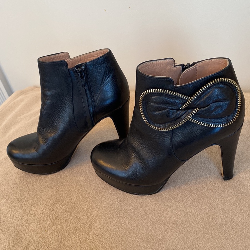 See By Chloe Black Ankle Boots with Gold Accent